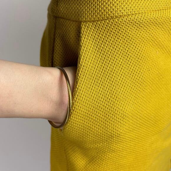 Promod Mustard Yellow Zip Front Pencil Straight Mini Athletic Golf Skirt Size 8 - Picture 5 of 8